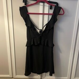 Hello Molly Black Flowy Ruffled Sleeves Mini Dress Size XS Runs slightly big